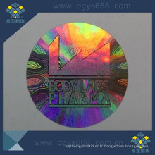 Matériau de l&#39;animal de compagnie Rainbow Color Hologram Labels Security Sticker